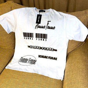 NWT HOMME + FEMME™️ short sleeve t-shirt SIZE XL Blue Color Designer Luxury